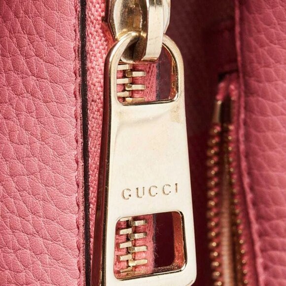 Gucci Natural Woven Straw and Pink Leather Medium Bamboo Shopper Tote Bag - Picture 9 of 12